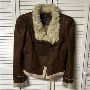 Bebe Brown Faux Shearling Jacket